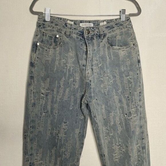 NWOT Maniere De Voir Florence Blue Distressed HiRise Bootcut Jeans Women Size 6 - Picture 7 of 16